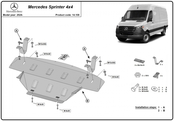 Cache sous moteur et de la boîte de vitesse Mercedes Sprinter 907 4x4