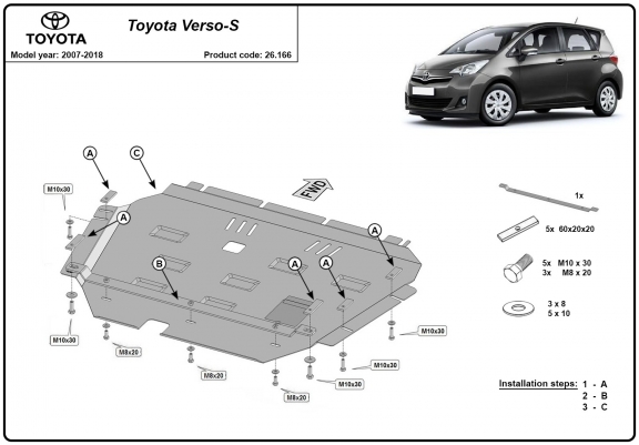 Cache sous moteur et de la boîte de vitesse Toyota Verso