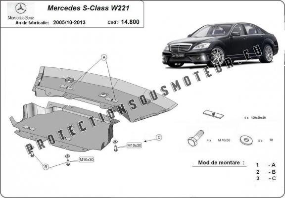 Cache sous moteur et de la boîte de vitesse Mercedes S-Classe W221 - 4x2
