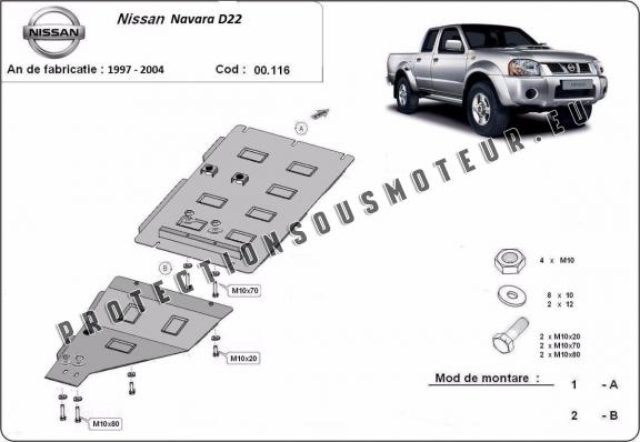 Cache de protection de la boîte de vitesse Nissan Navara D22