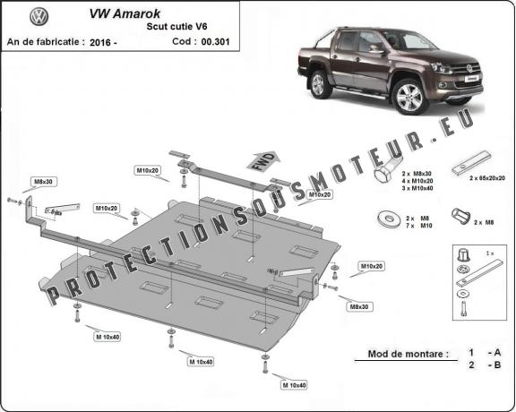 Cache de protection de la boîte de vitesse et de la différentiel Volkswagen Amarok -  V6 automat