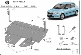 Cache sous moteur et de la boîte de vitesse Skoda Fabia 3