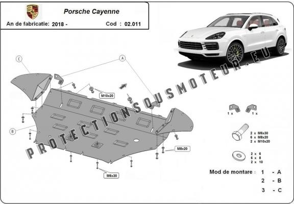 Cache sous moteur et de la radiateur Porsche Cayenne