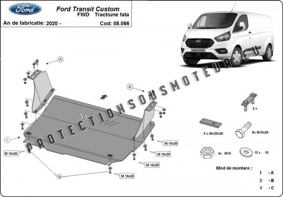 Cache sous moteur et de la boîte de vitesse Ford Transit Custom - FWD