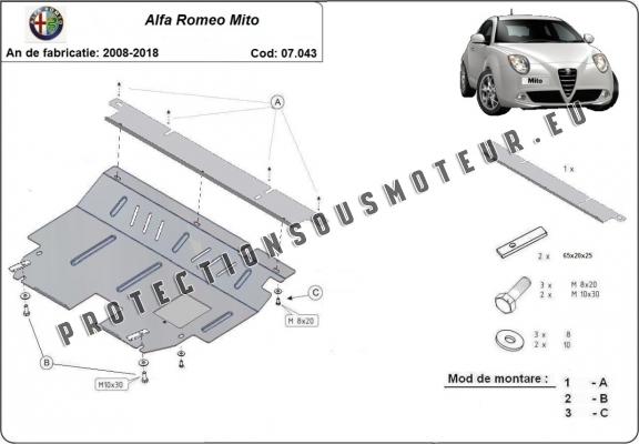 Cache sous moteur et de la boîte de vitesse Alfa Romeo Mito