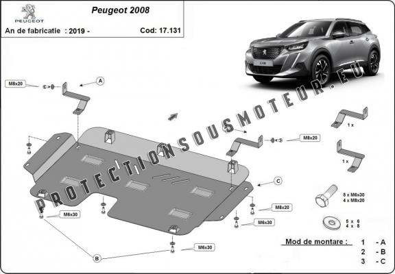 Cache sous moteur et de la boîte de vitesse Peugeot 2008