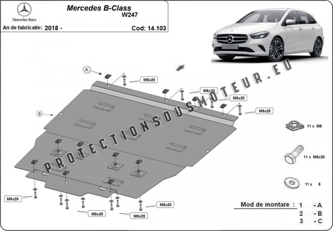 Cache moteur occasion - Mercedes CLASSE B - 6540109006 - GPA