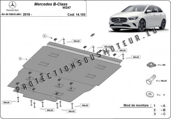 Cache sous moteur et de la boîte de vitesse Mercedes B-Class W247