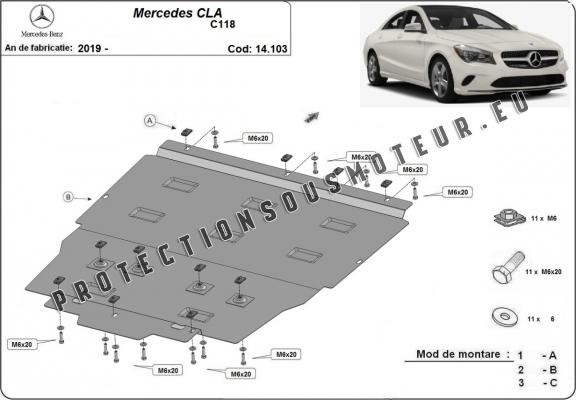 Cache sous moteur et de la boîte de vitesse Mercedes CLA C118