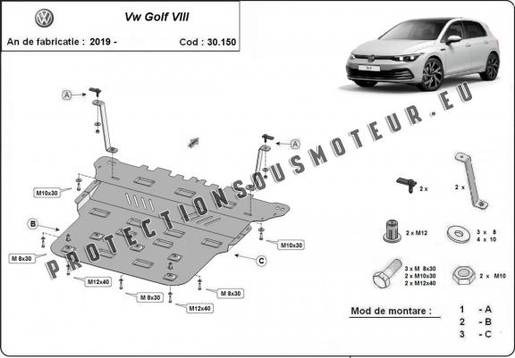 Cache sous moteur et de la boîte de vitesse VW Golf 8
