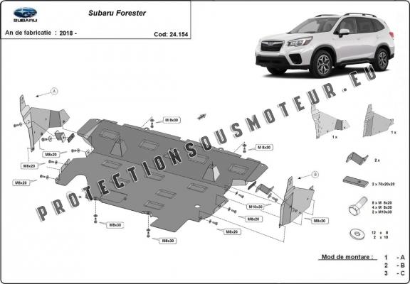 Cache sous moteur et de la radiateur Subaru Forester 5