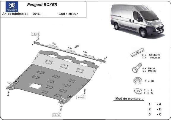 Cache sous moteur et de la boîte de vitesse Peugeot Boxer