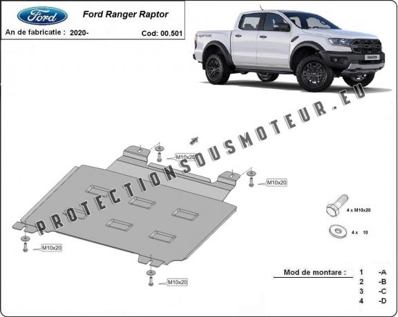 Cache de protection de la boîte de vitesse Ford Ranger Raptor