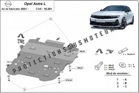Cache sous moteur et de la boîte de vitesse Opel Astra L
