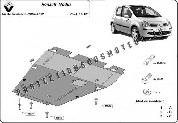 Cache sous moteur et de la boîte de vitesse Renault  Modus
