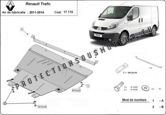 Cache sous moteur et de la boîte de vitesse Renault Trafic (2011-2014)