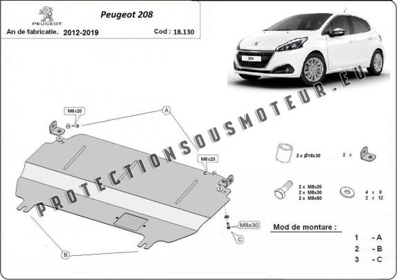 Cache sous moteur et de la boîte de vitesse Peugeot 208