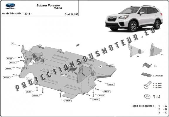 Cache sous moteur et de la radiateur Subaru Forester 5 Hybrid
