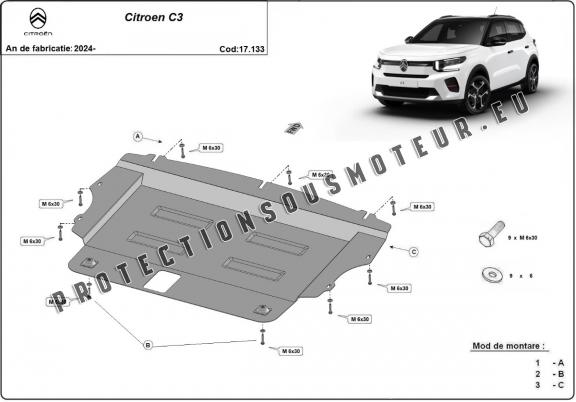 Cache sous moteur et de la boîte de vitesse Citroen C3